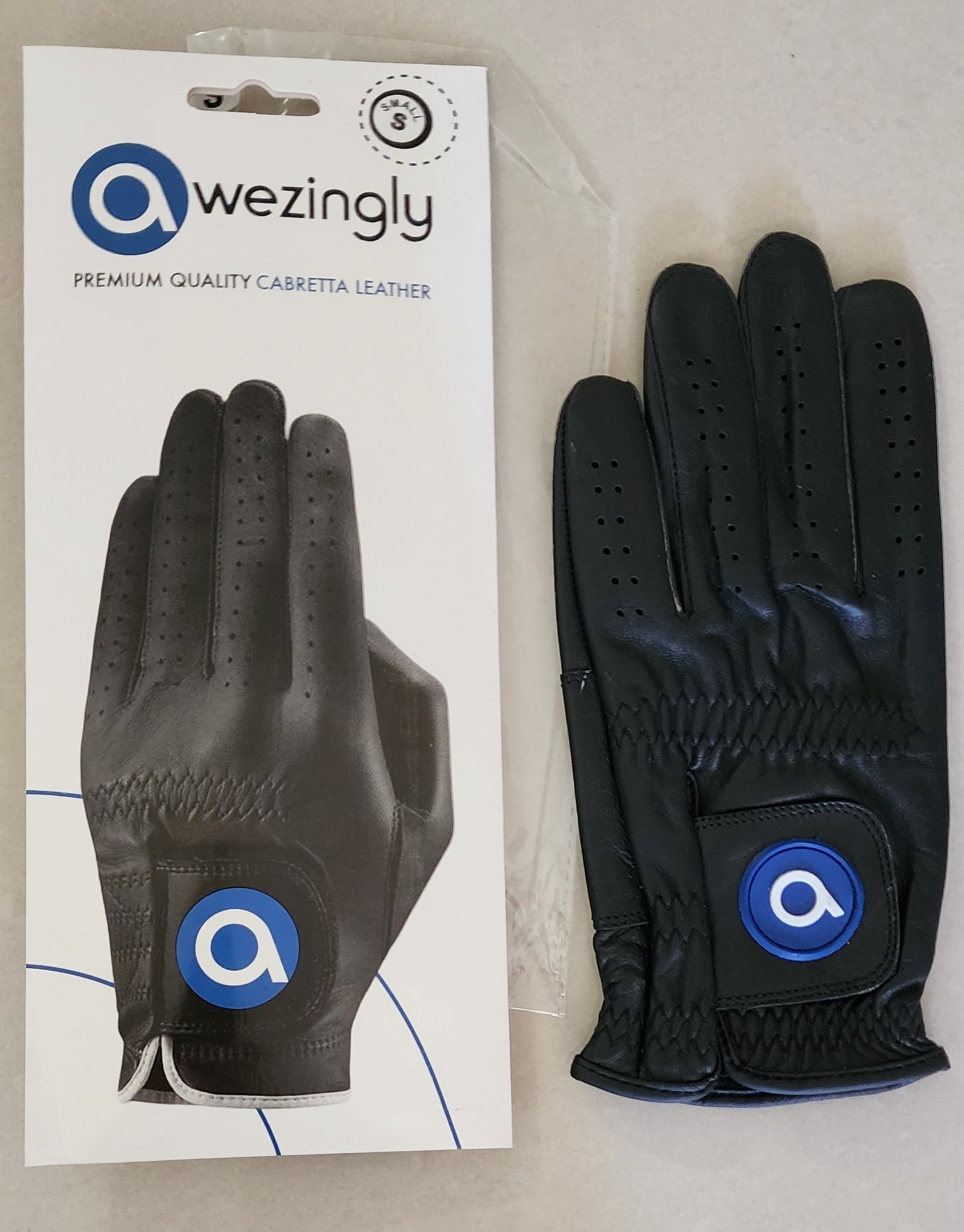 Awezingly Premium Quality Cabretta Leather Golf Glove for Men - Black Awezingly
