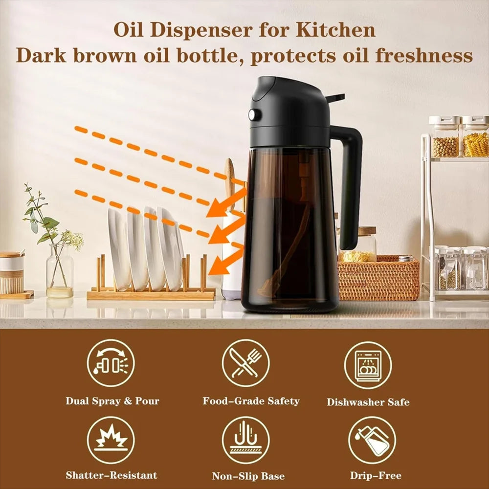 2 in 1 Olive Oil Sprayer Dispenser Baking Cooking BBQ Spray Bottle Kitchen Tool Awezingly