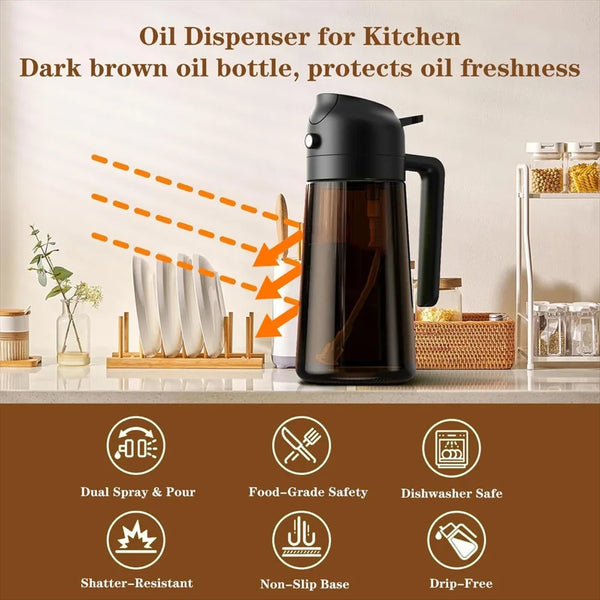 2 in 1 Olive Oil Sprayer Dispenser Baking Cooking BBQ Spray Bottle Kitchen Tool Awezingly
