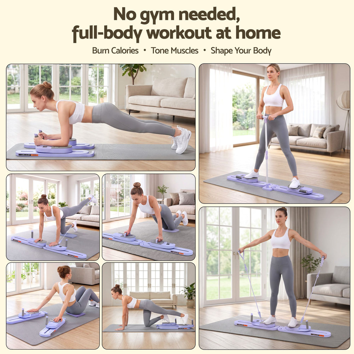 Everfit Abdominal Trainer Machine Core Glider Split Home Gym Equipment Purple Awezingly