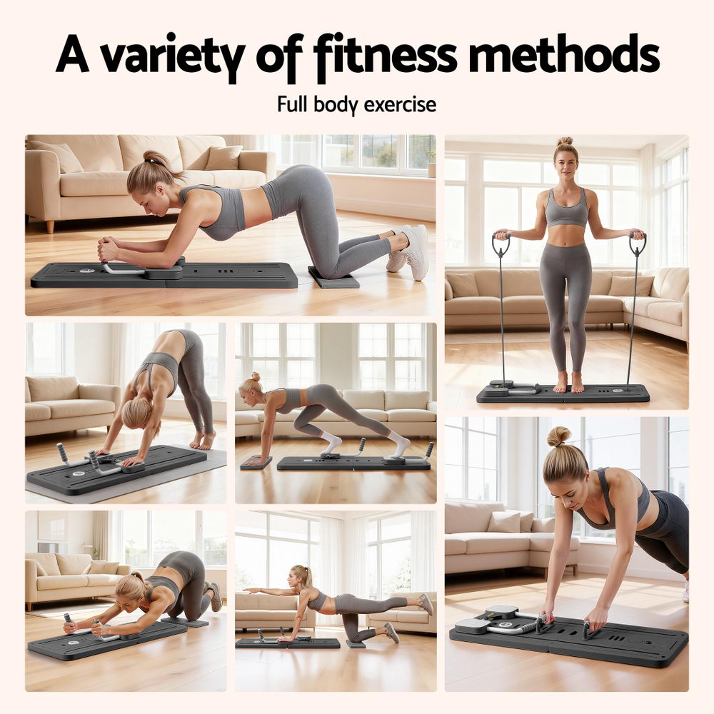 Everfit Pilates Reformer Abdominal Exercise Board Push Up Set Fitness Black Everfit