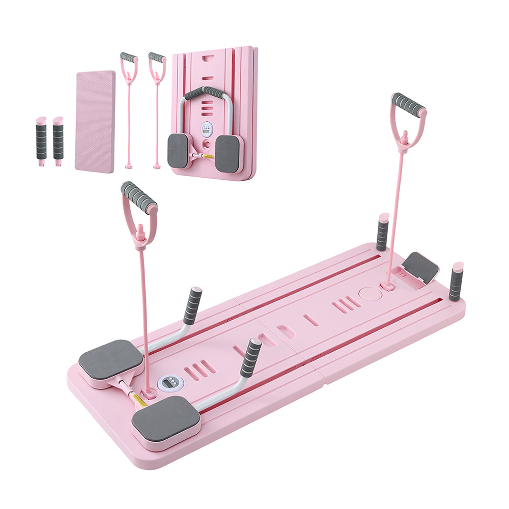 Everfit Pilates Reformer Abdominal Exercise Board Push Up Set Fitness Pink Everfit
