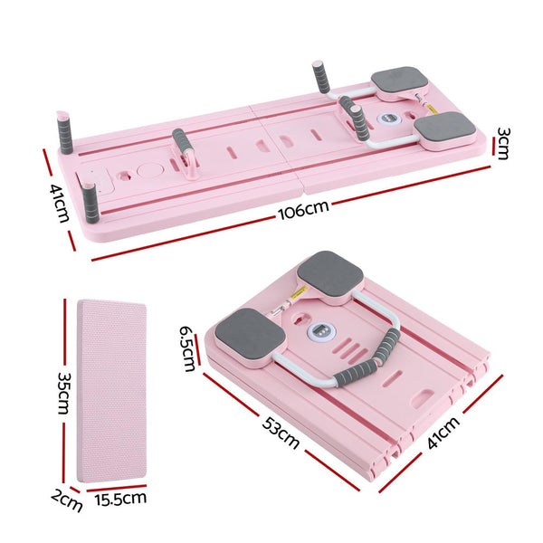 Everfit Pilates Reformer Abdominal Exercise Board Push Up Set Fitness Pink Everfit