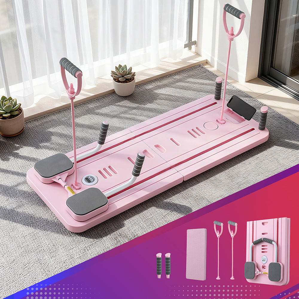 Everfit Pilates Reformer Abdominal Exercise Board Push Up Set Fitness Pink Everfit