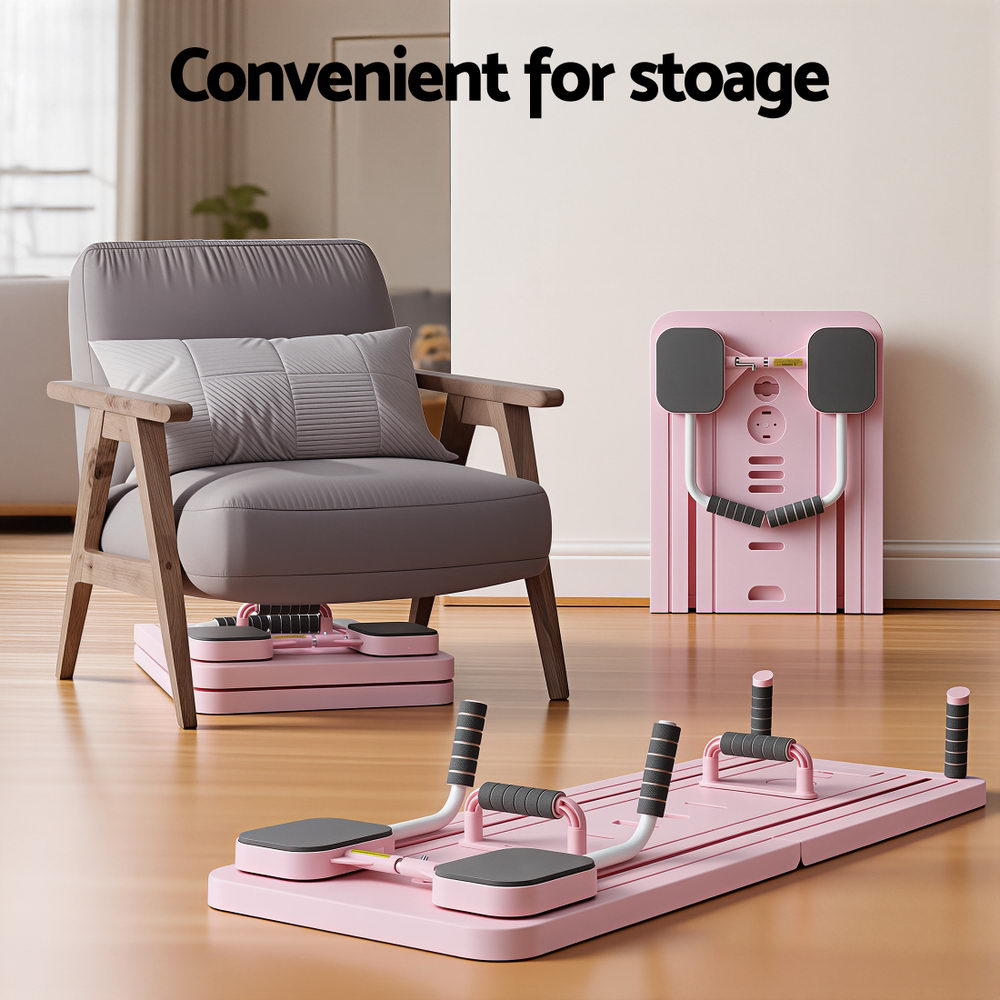 Everfit Pilates Reformer Abdominal Exercise Board Push Up Set Fitness Pink Everfit