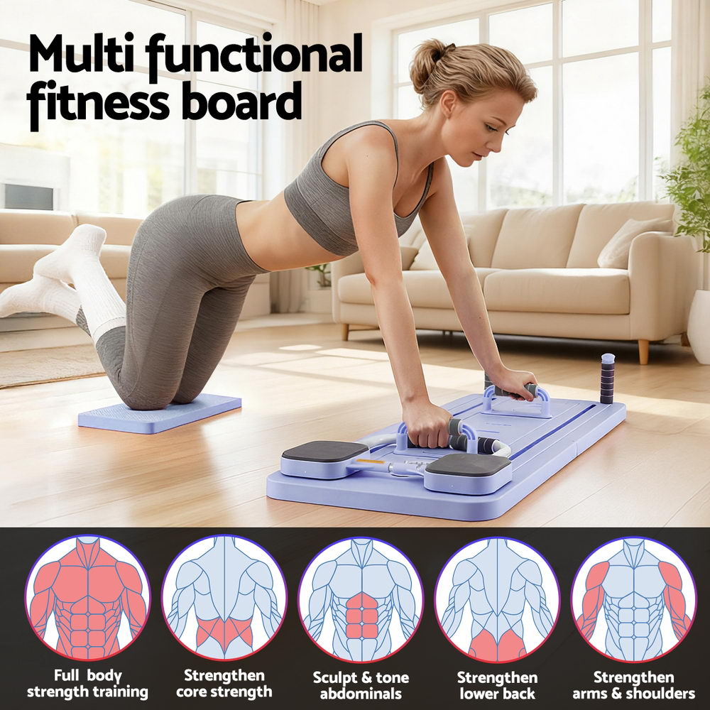 Everfit Pilates Reformer Abdominal Exercise Board Push Up Set Fitness Purple Everfit