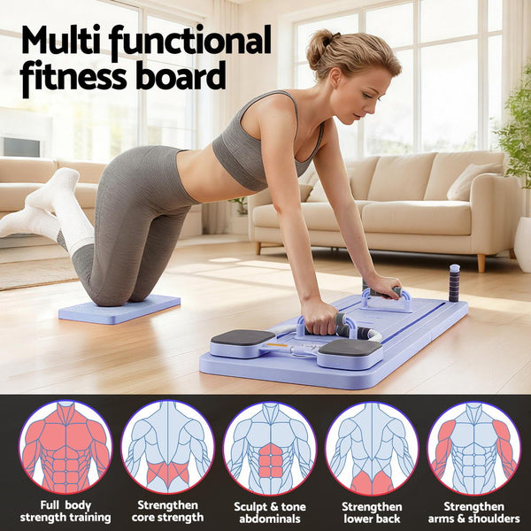 Everfit Pilates Reformer Abdominal Exercise Board Push Up Set Fitness Purple Everfit