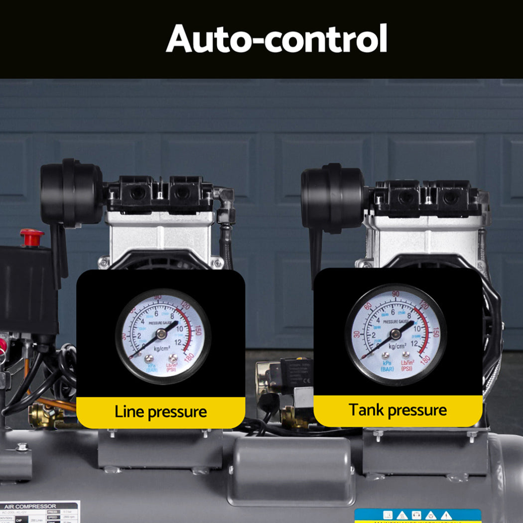 Giantz 50L Air Compressor 200L/min 3.0HP Oil-Free Quiet Electric Portable Air Inflator Giantz
