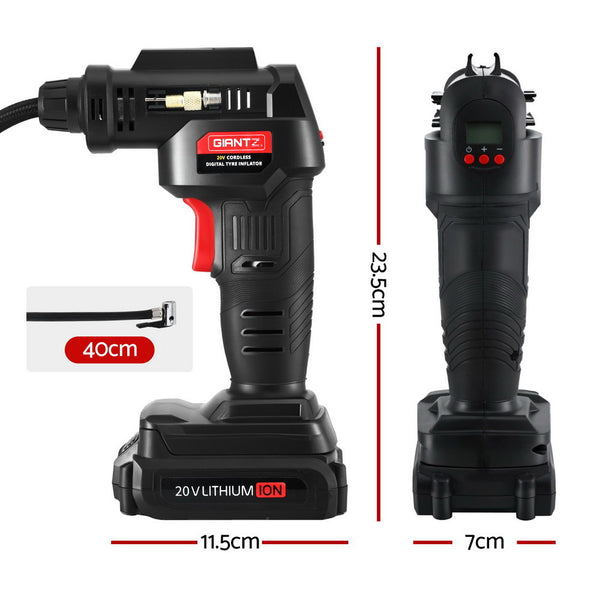 Giantz Cordless Tyre Inflator Portable Air Compressor Pump 20V 120PSI Digital LED Awezingly