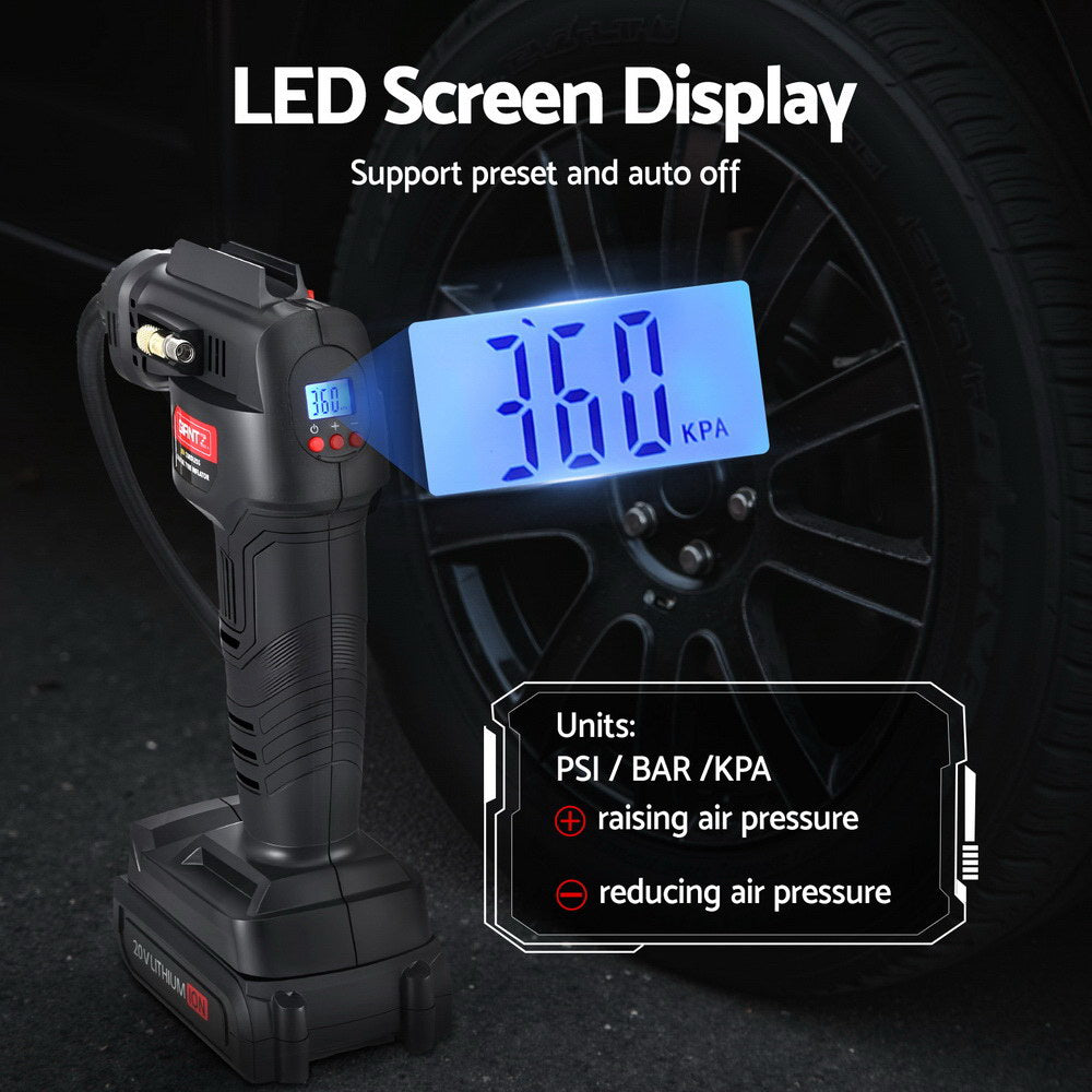 Giantz Cordless Tyre Inflator Portable Air Compressor Pump 20V 120PSI Digital LED Awezingly