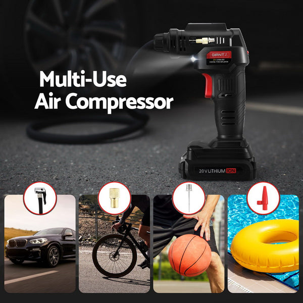 Giantz Cordless Tyre Inflator Portable Air Compressor Pump 20V 120PSI Digital LED Awezingly