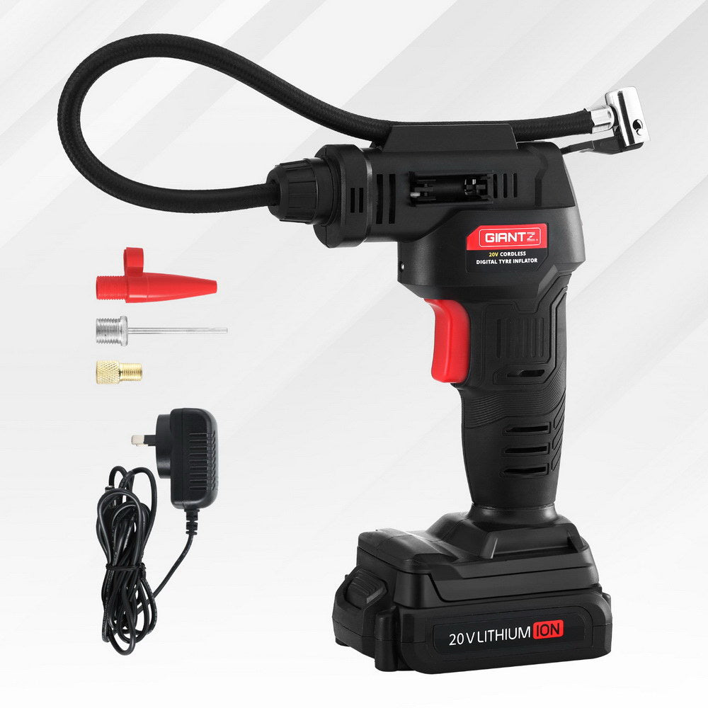 Giantz Cordless Tyre Inflator Portable Air Compressor Pump 20V 120PSI Digital LED Awezingly