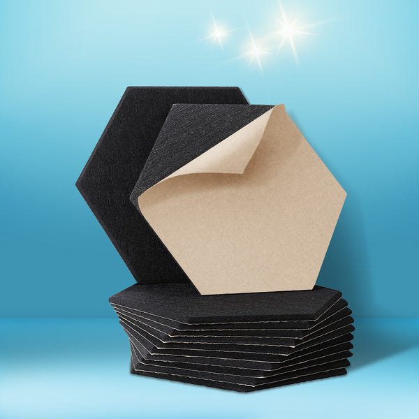 Alpha Acoustic Foam 12pcs 35x30x0.9cm Soundproof Absorption Panel Adhesive Black Alpha