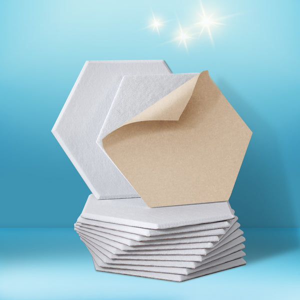 Alpha Acoustic Foam 12pcs 35x30x0.9cm Soundproof Absorption Panel Adhesive White Alpha