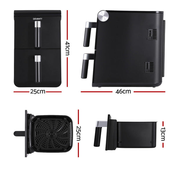 Devanti Air Fryer Oven 11L Dual Zone Fryers Awezingly