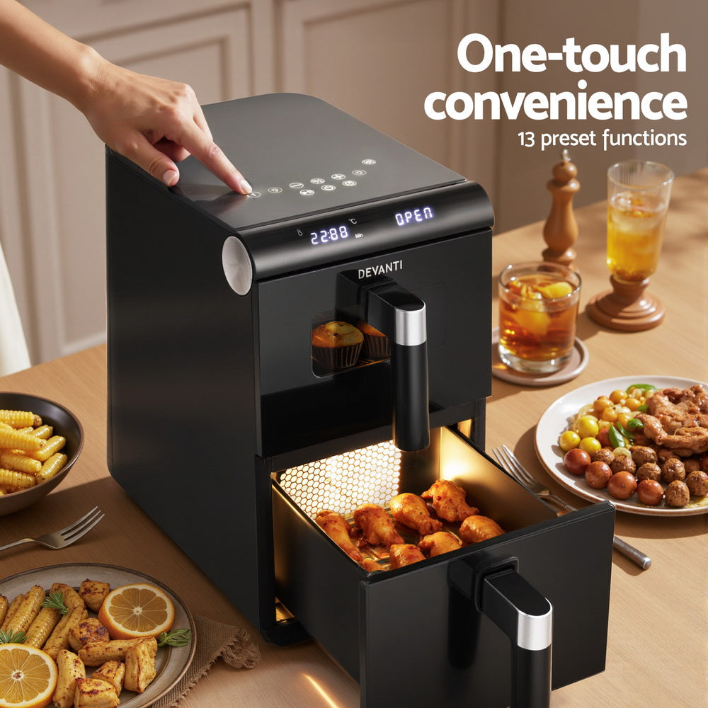 Devanti Air Fryer Oven 11L Dual Zone Fryers Awezingly