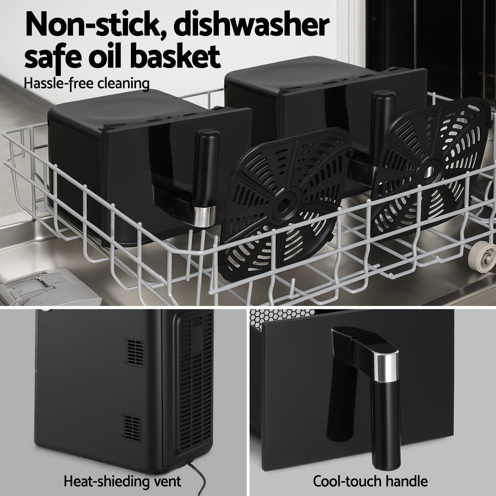 Devanti Air Fryer Oven 11L Dual Zone Fryers Awezingly