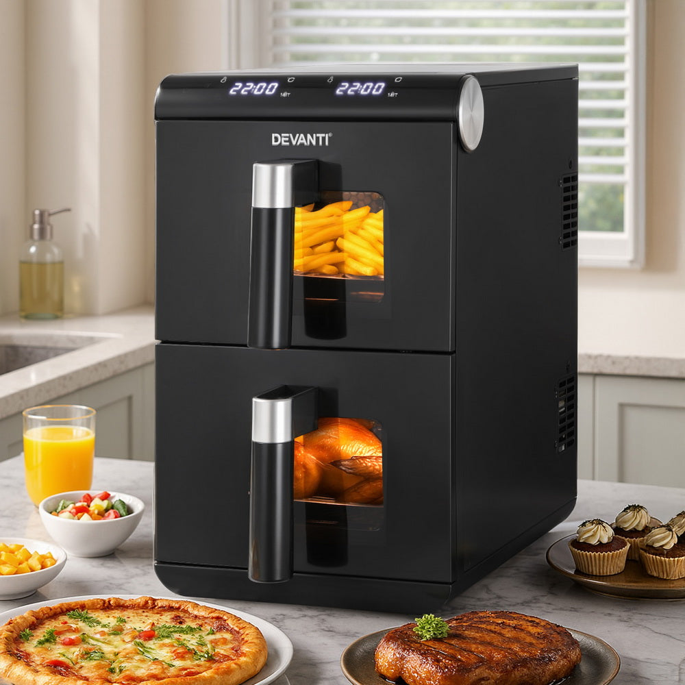 Devanti Air Fryer Oven 11L Dual Zone Fryers Awezingly