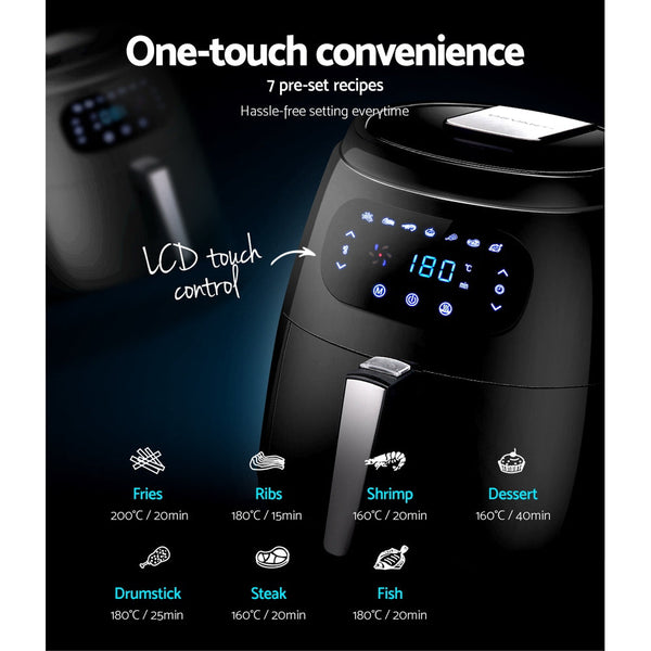 Devanti Air Fryer 8.5L LCD Digital Oil Free Deep Frying Cooker Accessories Rack Devanti