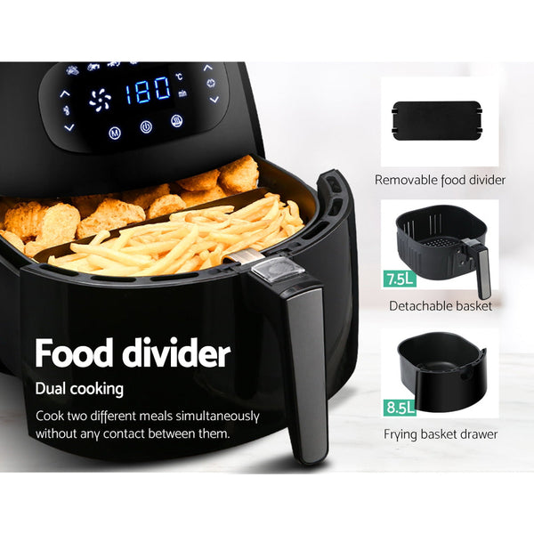 Devanti Air Fryer 8.5L LCD Digital Oil Free Deep Frying Cooker Accessories Rack Devanti