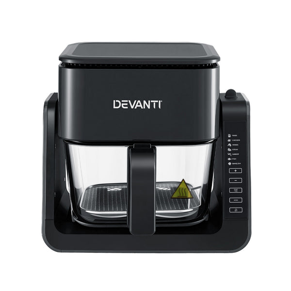 Devanti 2-IN-1 Air Fryer 5.5L Dual Zone Fryers Electric Cooker with Top BBQ Grill & Bot Awezingly