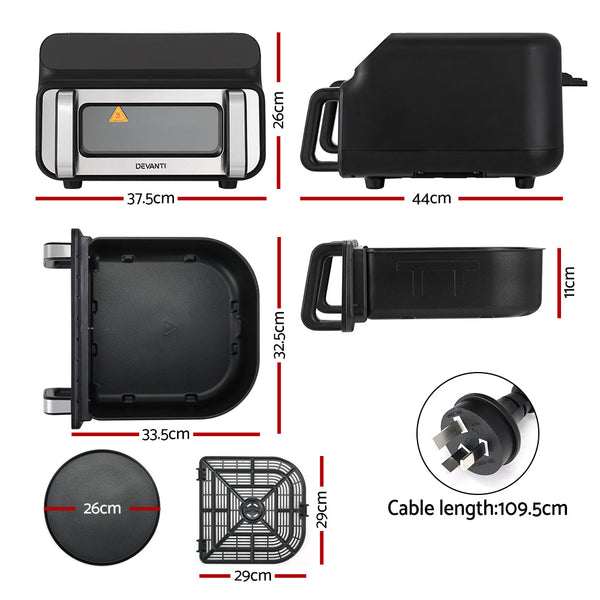 Devanti Air Fryer 10L LCD Kitchen Oven Devanti