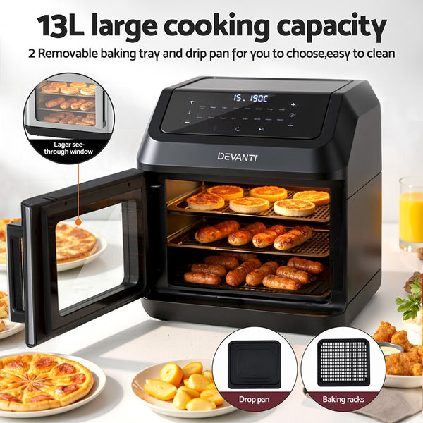 Devanti Air Fryer 13L LCD Fryers Oven Awezingly
