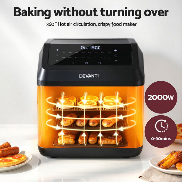 Devanti Air Fryer 13L LCD Fryers Oven Awezingly