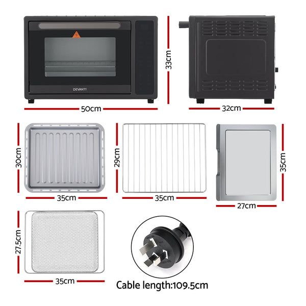 Devanti Air Fryer 32L W/ LCD Touch Oven 1700W Devanti