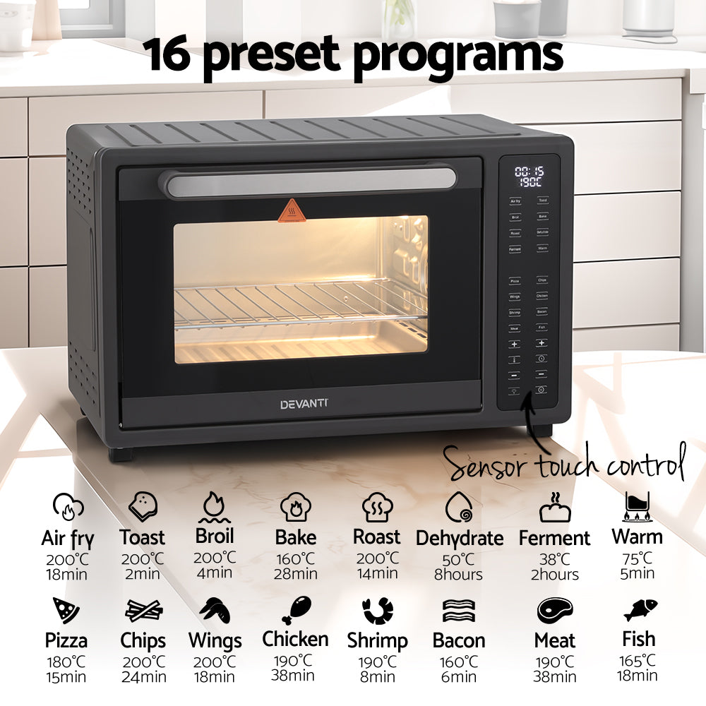 Devanti Air Fryer 32L W/ LCD Touch Oven 1700W Devanti