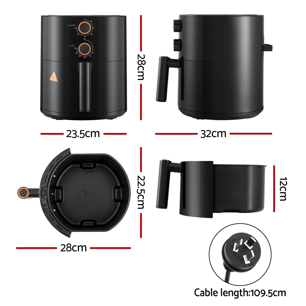 Devanti 4L Air Fryer Knob Control 1500W Devanti
