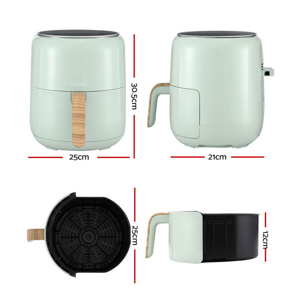 Devanti 5L Air Fryer Touch Control 1700W Green Awezingly