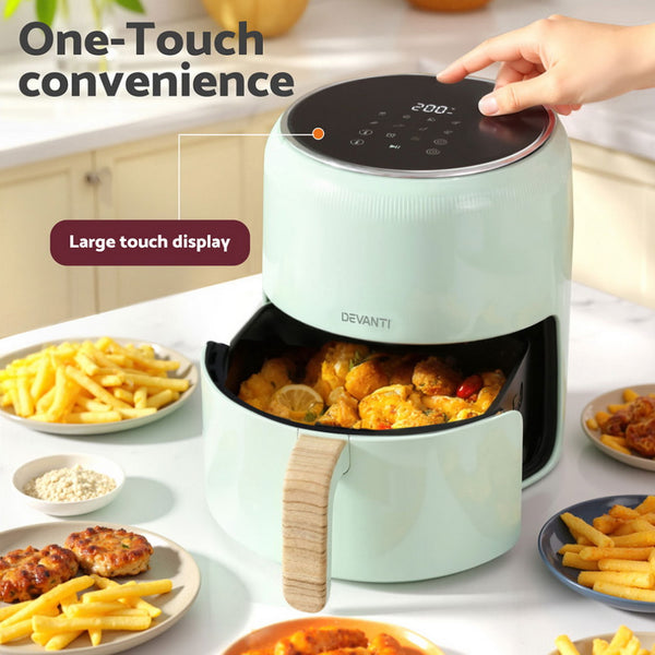 Devanti 5L Air Fryer Touch Control 1700W Green Awezingly