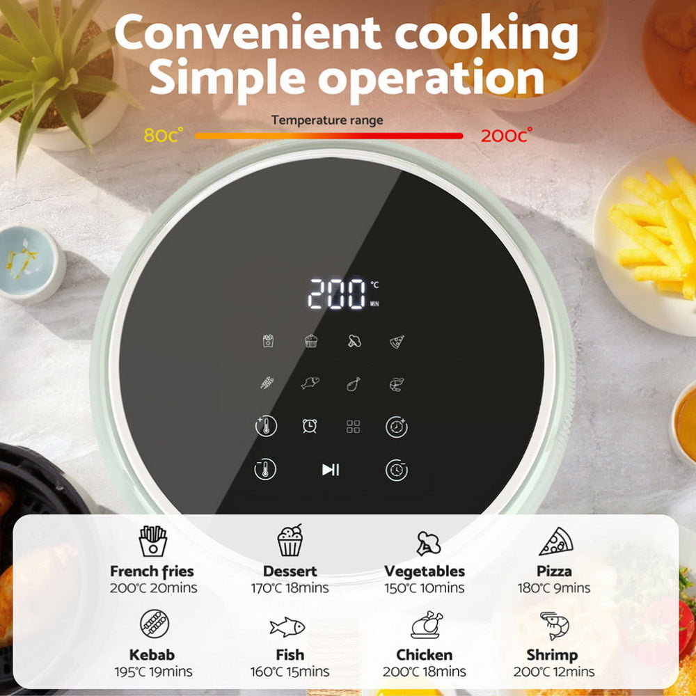 Devanti 5L Air Fryer Touch Control 1700W Green Awezingly