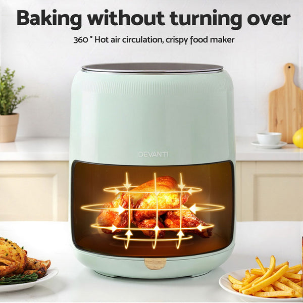 Devanti 5L Air Fryer Touch Control 1700W Green Awezingly