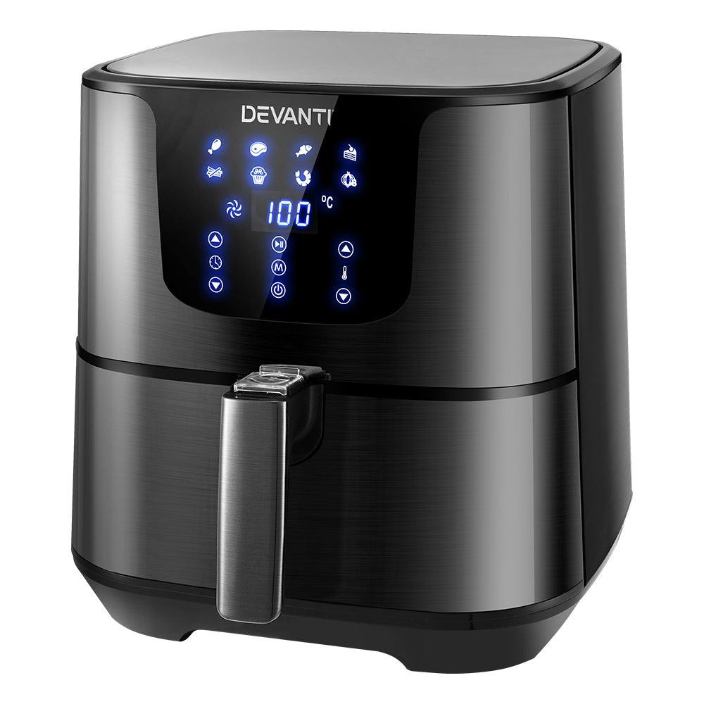 Devanti Air Fryer 7L LCD Fryers Oven Airfryer Kitchen Healthy Cooker Stainless Steel Devanti