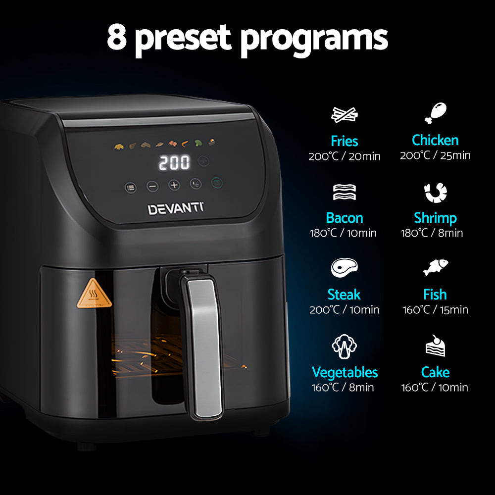 Devanti Air Fryer 5L W/ LCD Touch 1500W Devanti