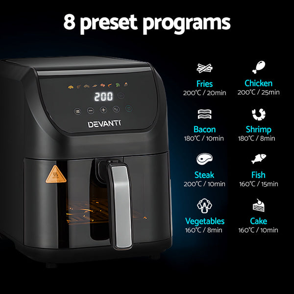 Devanti Air Fryer 5L W/ LCD Touch 1500W Devanti