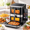 Devanti 12L Air Fryer Dual Basket Stacked 10 Inch Pizza Maker 2800W Touch Black