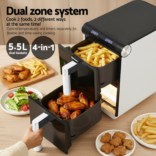 Devanti Air Fryer Oven 11L Dual Zone Fryers Awezingly