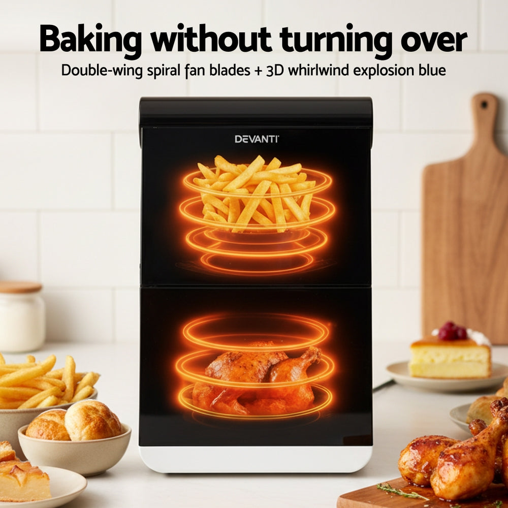 Devanti Air Fryer Oven 11L Dual Zone Fryers Awezingly