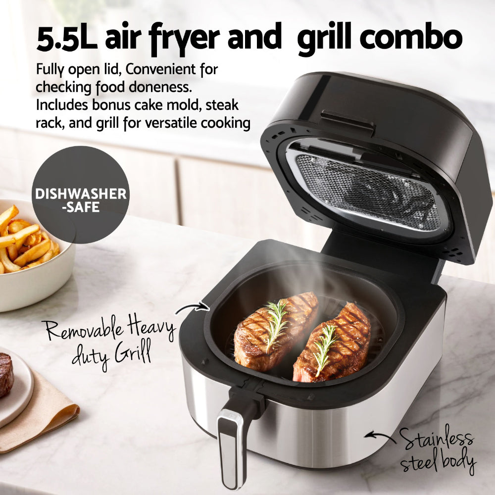 Devanti 5.5L Air Fryer & Grill LCD Fryers 1500W DEVANTI