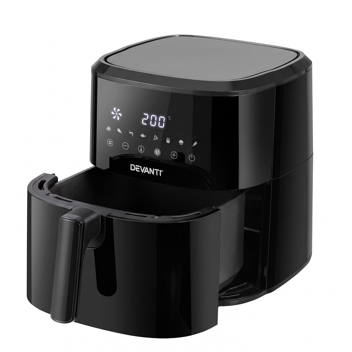 Devanti Air Fryer 6.5L 1700W Digital Touch 8 Presets Non-Stick Basket Black Awezingly