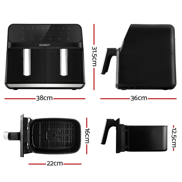 Devanti Air Fryer 8L LCD Fryers Oven Airfryer Healthy Cooker Oil Free Kitchen Devanti