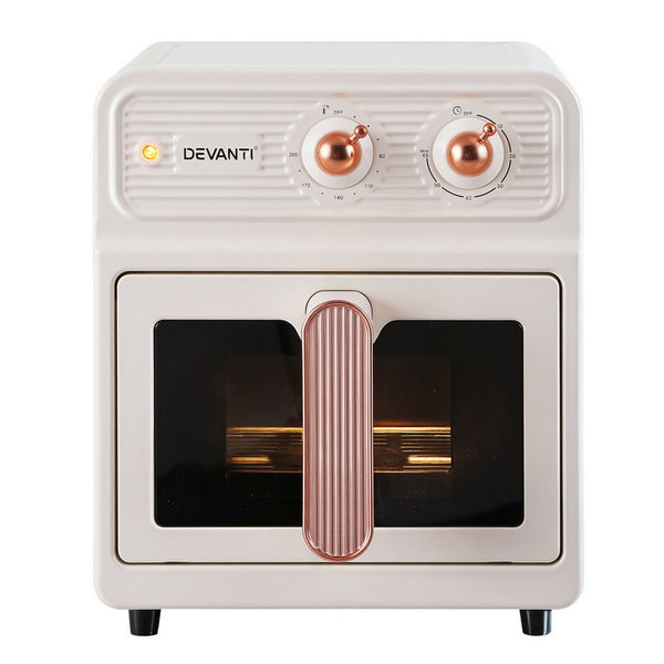 Devanti 6L Air Fryer Knob Control 1700W Cream Awezingly
