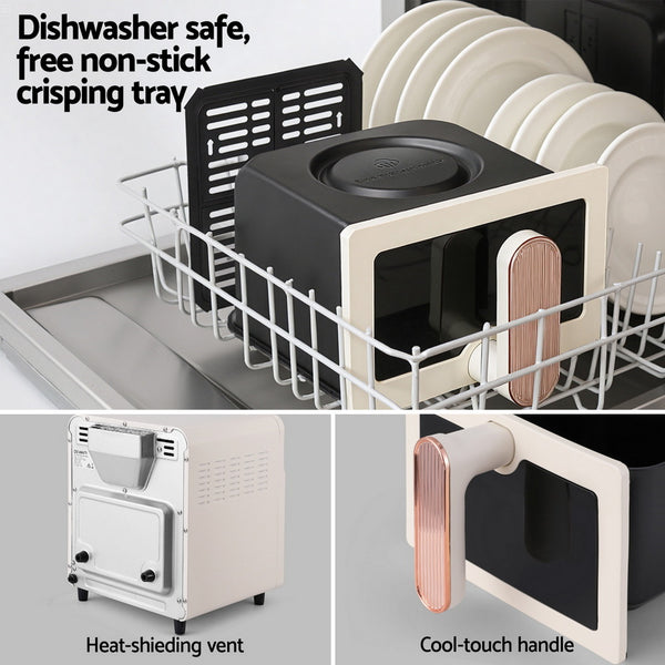 Devanti 6L Air Fryer Knob Control 1700W Cream Awezingly