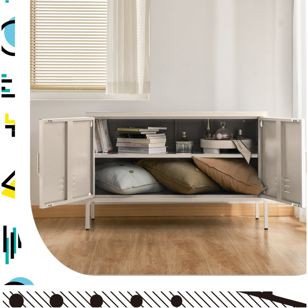 Artiss Buffet Sideboard Metal Cabinet - BASE White Awezingly