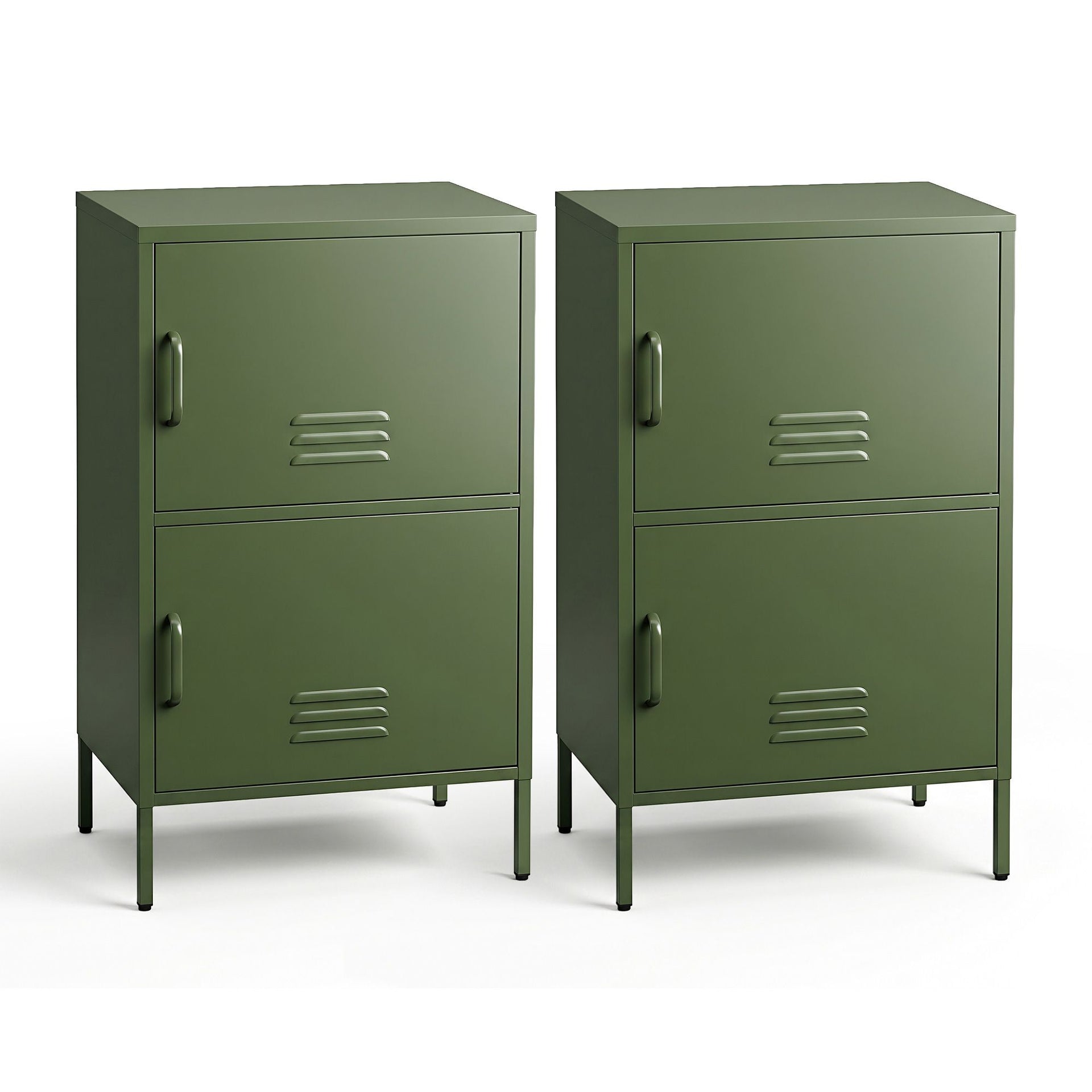 Artiss 2x Buffet Sideboard Cabinet Storage Cupboard 2 Doors Metal Green DOUBLE Awezingly