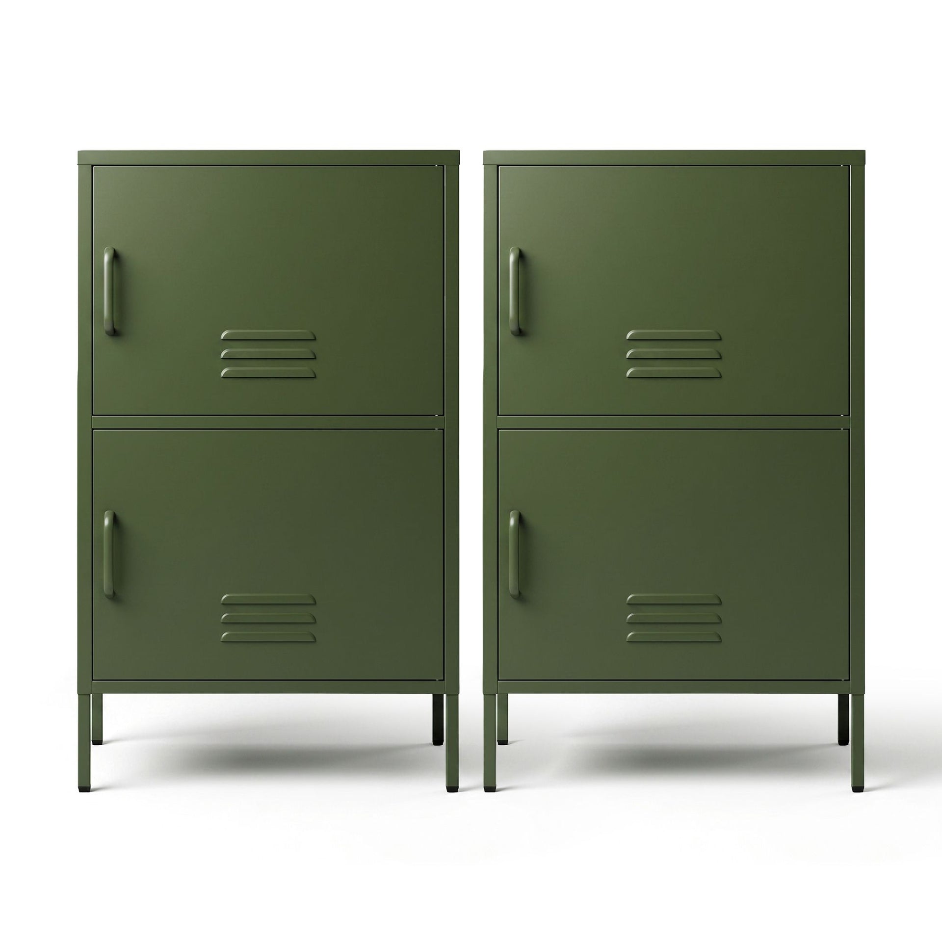 Artiss 2x Buffet Sideboard Cabinet Storage Cupboard 2 Doors Metal Green DOUBLE Awezingly