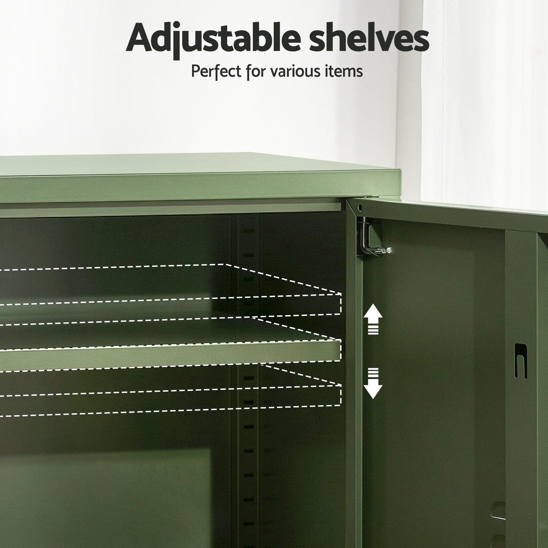 Artiss 2x Buffet Sideboard Cabinet Storage Cupboard 2 Doors Metal Green DOUBLE Awezingly
